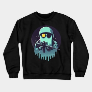 Retro funny ghost soldier Crewneck Sweatshirt